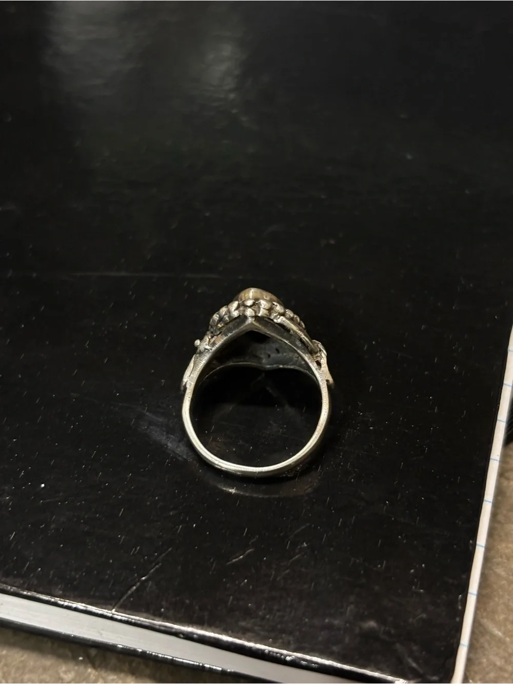 Vintage 925 Sterling Silver Marquise Black Onyx Ring - Elegant Women’s Statement